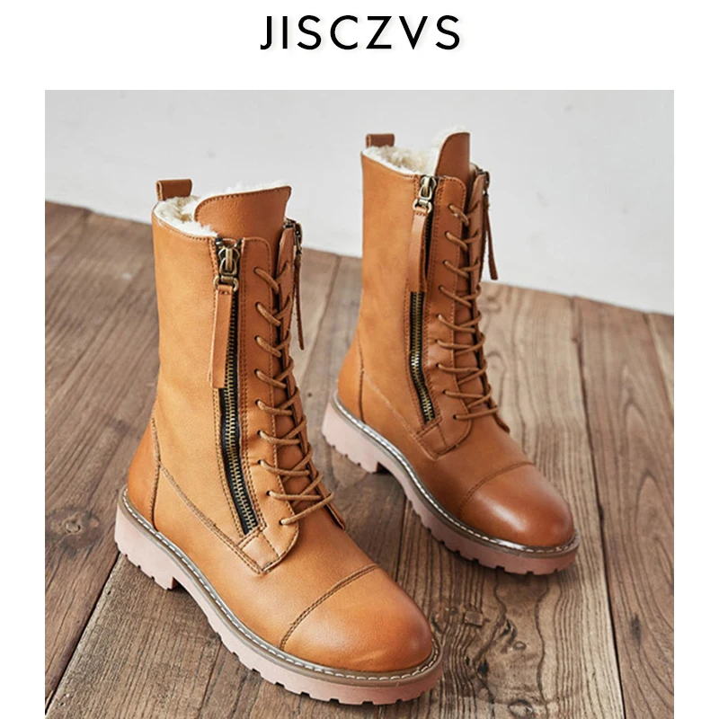 Высококачественные Женские Ботинки Martin на молнии плюшевые ботинки зимние теплые