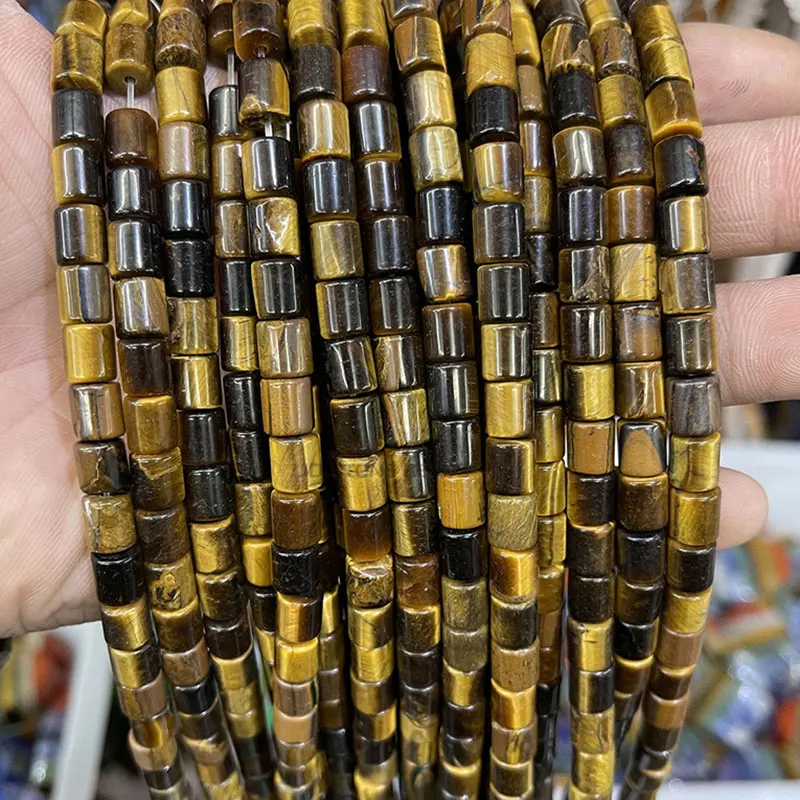 Natural Stone 6x6mm Tube Loose Spacer Beads For Jewelry Making DIY Accessorries Bead For Bracelet Rose Quartzs Tiger Eye Agates