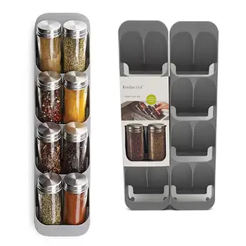 

Eight Slots Drawer Condiment Seasoning Bottle Storage Holder 8 Grid Crucible Storage Organizer Condiment Tank Kitchen Organizer