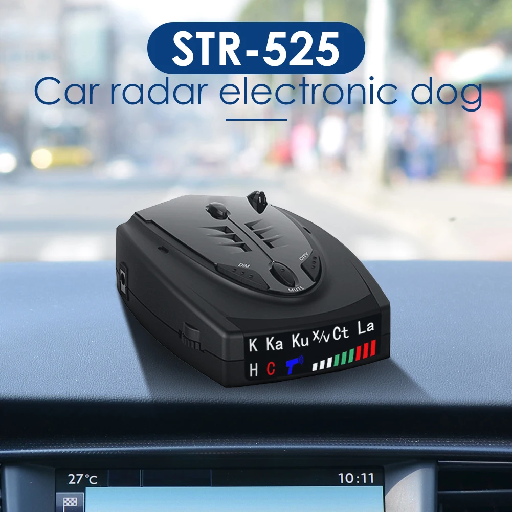 12V Auto STR-525 Radar Detector English Russian Thai Voice Auto Vehicle Speed Alert Warning X K CT La Anti Radar Car Detector