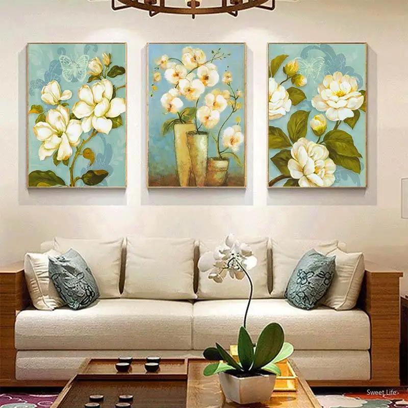 

Classical Romantic White Peonies Flowers Canvas Paintings Gallery Posters Prints Wall Art Pictures Bedroom Interior Modern Decor