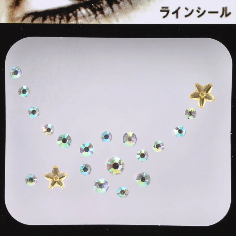 Pentagram DIY Adhesive Face jewels Gems Temporary Tattoo Eyes Jewels Festival Party Body Gems Rhinestone Flash Tattoos Stickers Body - Color: Pentagram