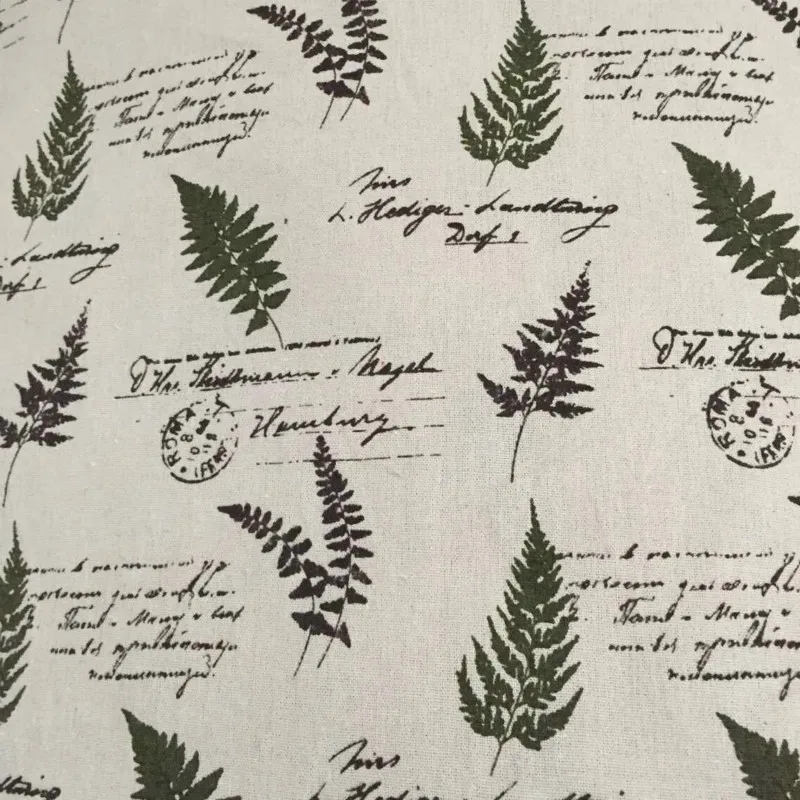 

DIY Sewing Linen Cotton Fabric Leaf Printed Linen Fabric Beige Canvas Material For Quilting Home Textile Tablecloth Cushioncover