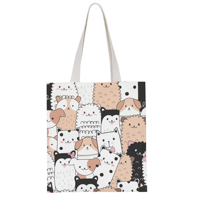 New Fashion Ladies Canvas Shoulder Bag Cute Animal Pink Sweet Girl Handbag Casual Harajuku Light Storage Bag Funny Shopping Bag style6