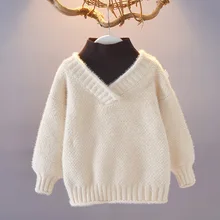 Свитер из искусственного бархата для девочек; Сезон Зима; коллекция года; стиль; сезон осень-зима; толстый вязаный джемпер из двух предметов