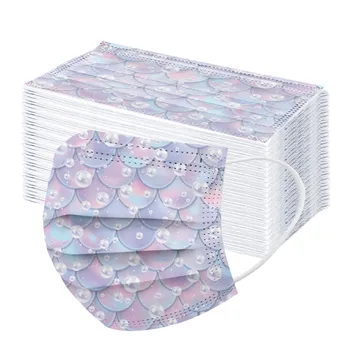 

100pc Adult Electronic Scale Digital Printing Disposable Mask Three-layer Non-woven Protective Breathable Earloops Masks Masque