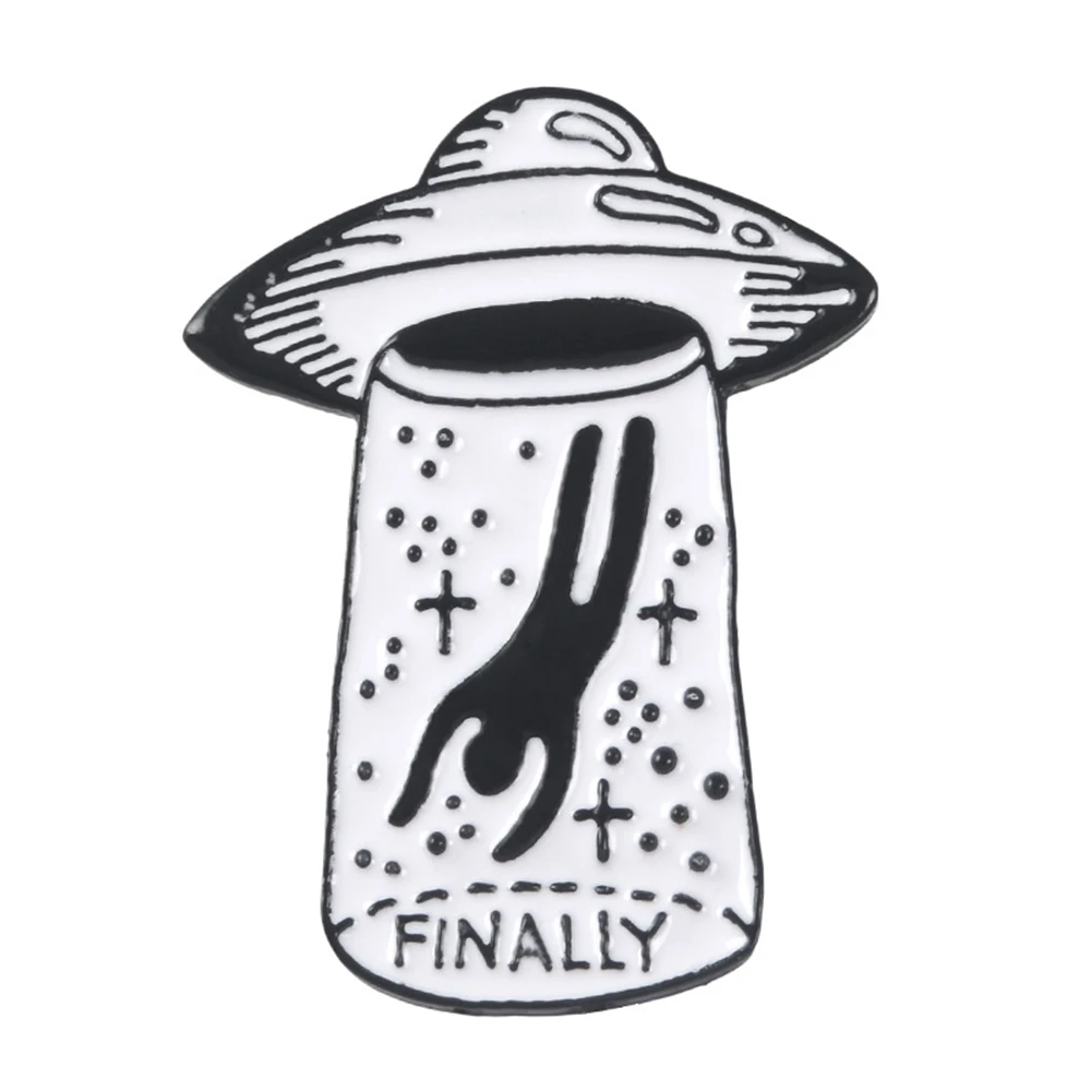 UFO космический корабль инопланетянин Космос эмаль брошь наконец значок джинсовая рубашка сумка булавка мультфильм аксессуары ювелирные изделия подарки для друзей - Окраска металла: style 1