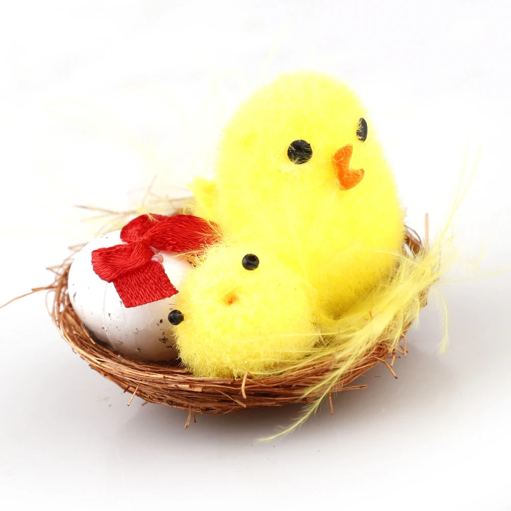 

12/24/60pcs Cute Chick Ornaments Easter Mini Cartoon Chicks Set DecorationSimulation Chicks for Easter Eggs Party Favors Gifts
