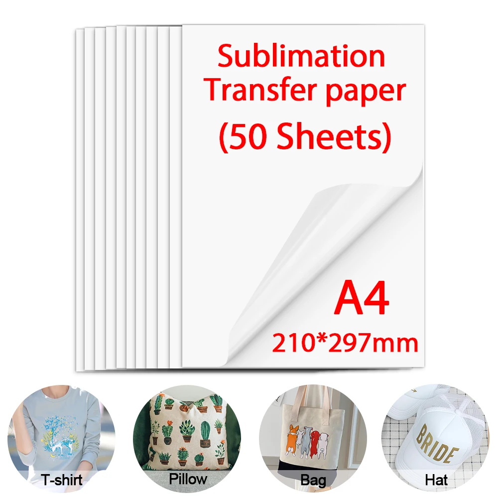 10-50 Sheets A4 Paper Sublimation Heat Transfer Paper Print Ion on Fabric  Clothes T-shirt