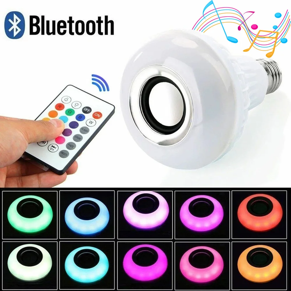 Смарт E27 RGB музыка Bluetooth динамик светодиодный ная лампа светильник Вт