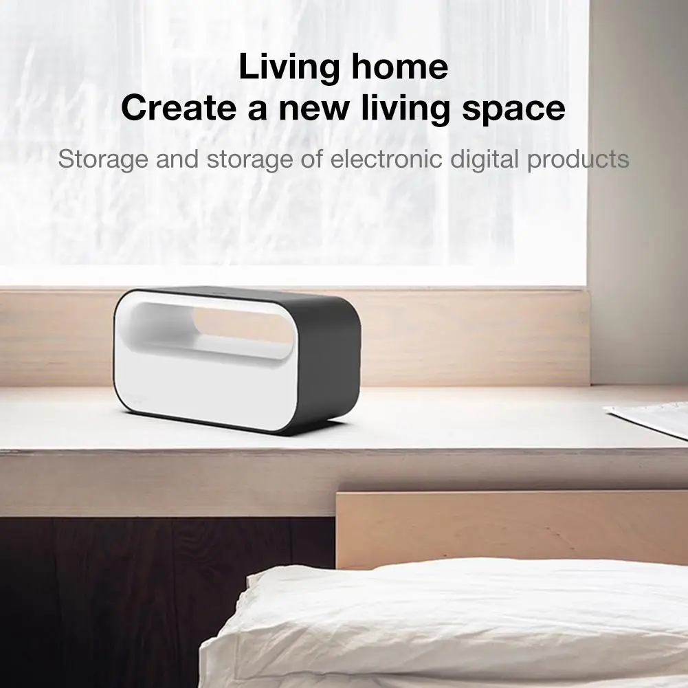 Multi-function Plug Touch Storage Box With LED Atmosphere Light Charging Cable Storage Organizer Base Power Strip Cable Box
