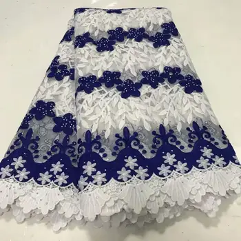 

African cord lace tulle fabric embroidered with rhinestones High class swiss water soluble guipure lace fabric for wedding dress