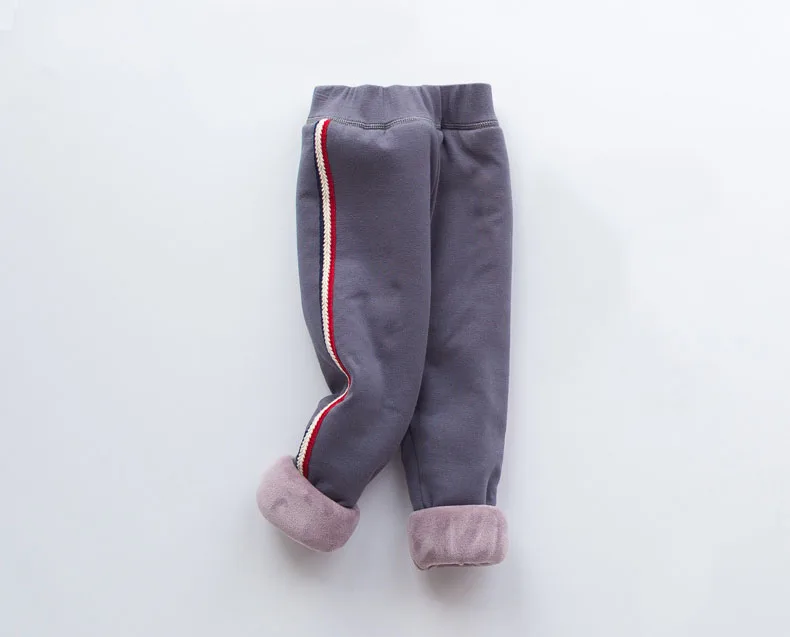 Зимние теплые штаны; Модные Теплые Мягкие штаны для девочек 3-8 лет с рисунком кролика и кота - Цвет: Серый