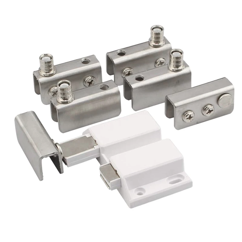 

Stainless Steel Glass Door Pivot Hinge Double Head Magnetic Catch Set for 5-8Mm Glass Door