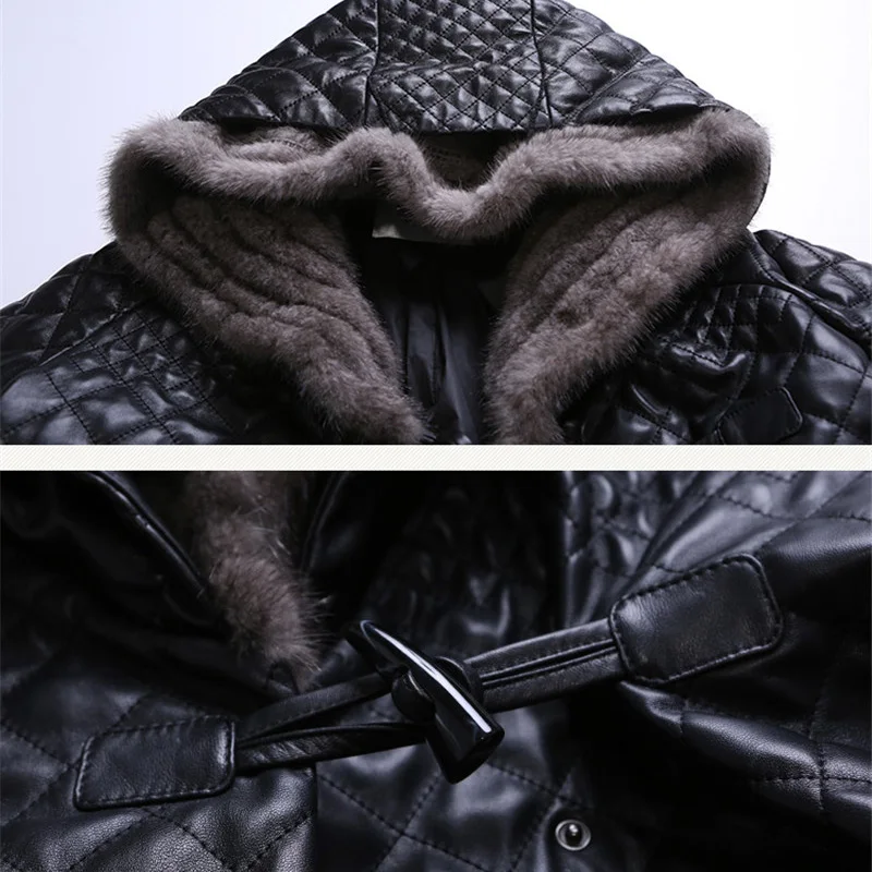 Новое кожаное пальто, зимняя куртка для женщин, утолщенная теплая длинная пуховая парка, женское пуховое пальто, водонепроницаемая куртка, модная, размера плюс 5XL