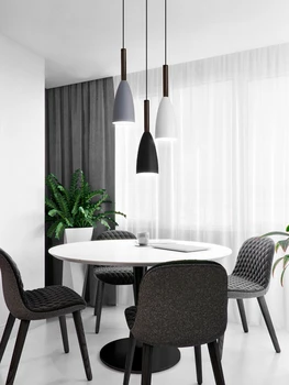 

Nordic Led Chandelie three ring restaurant light creative personality black / white / gray bar modern minimalist illumination