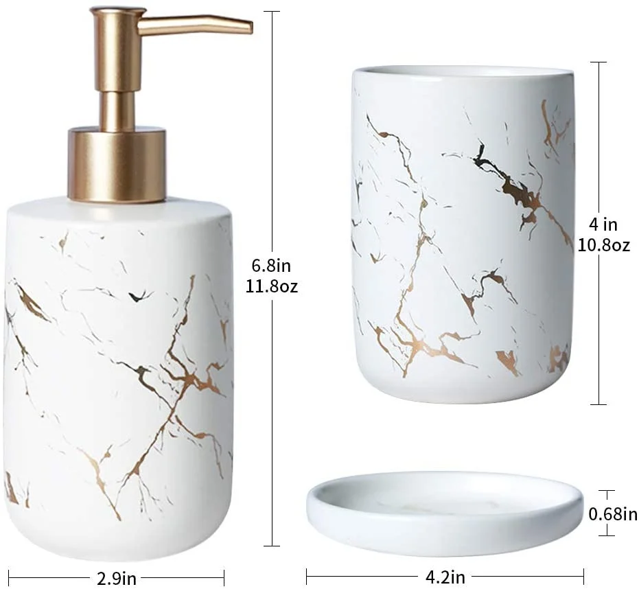 Bathroom Accessories Set With Toothbrush Holder Lotion Dispenser Soap Dish Tumbler