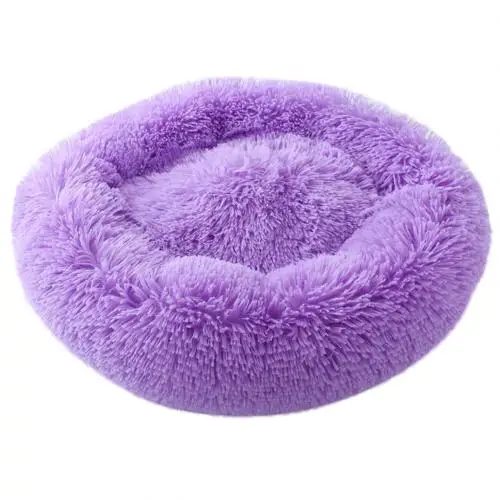 Purple S 50/60 см круглая форма плюшевое гнездо для домашних собак и котов зимний щенок котенок теплый дом постельные принадлежности домашние коврики - Цвет: Purple S