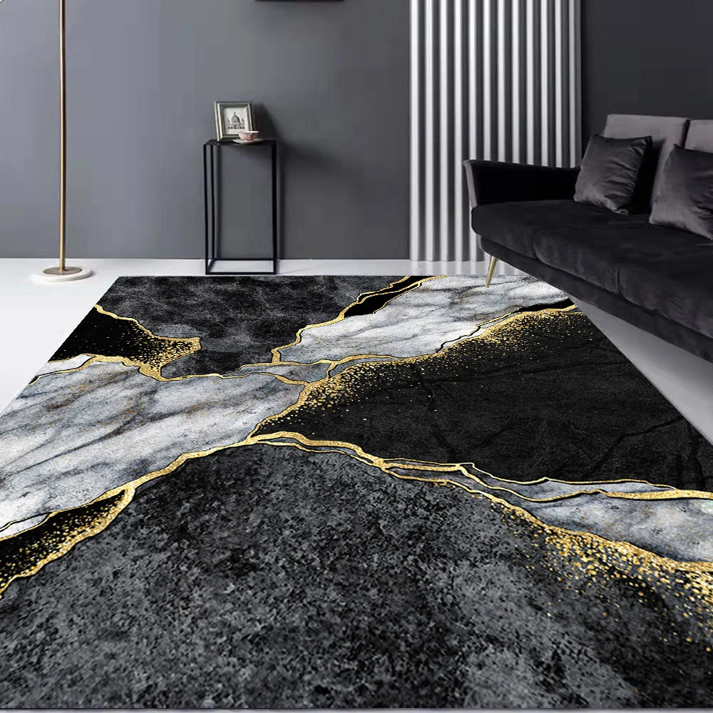 BlackGoldMarbleLargeRugsLivingRoomDecorationLuxuryEuropean