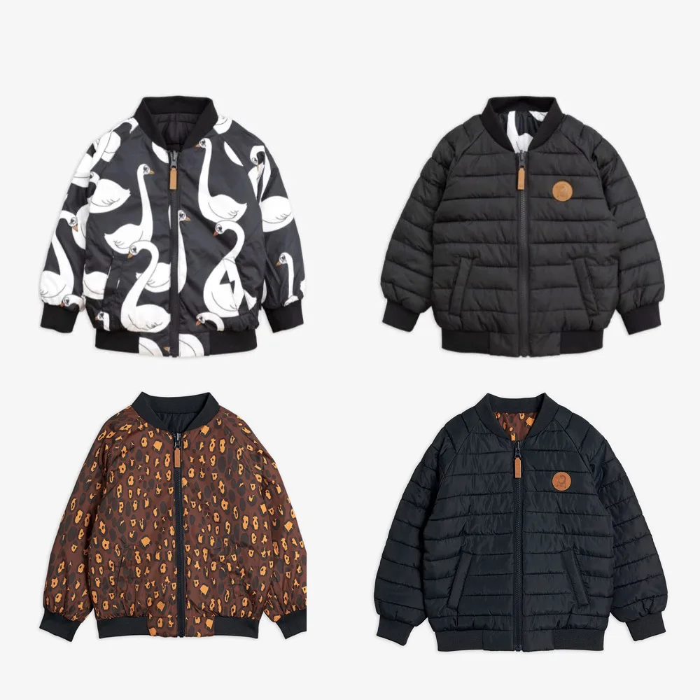 Kids Jacket Autumn Winter MR StRafina Girls Boys Swan Leopard Double-sided Jacket Coat for Kids Baby Outerwear Overcoat