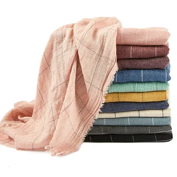 

Autumn Winter Warm Imitate Cashmere Scarf Muslim Lady Big Checks Plaids Grids Fringes Large Shawls Hijabs 180x95cm