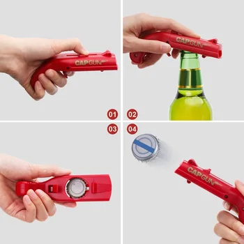 

Portable Firing Gun Bottle Opener Creative Beer Corkscrew Flying Launcher Bottle Cap Can Jar Kitchen Gadget Tool Bar Accessories