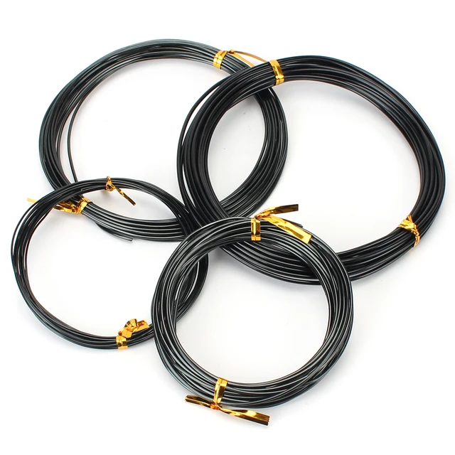 4 Tekercs Eloxált Alumínium Bonsai Edzőhuzal Huzalok 3 Méretű (1,0 Mm, 1,5 2,0 Mm) Összesen 20 M (Fekete) - Image 2