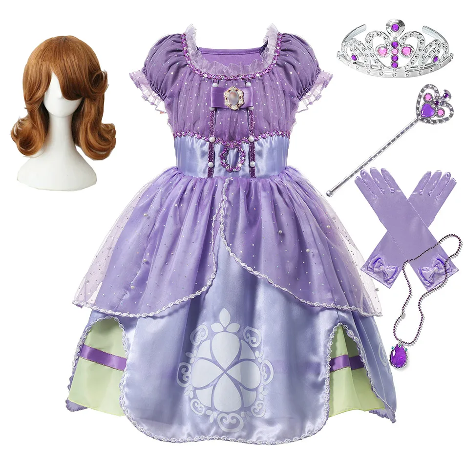Детские вечерние бальные платья для костюмированной вечеринки «София Первый комикс кон»; нарядное платье принцессы Софии; рождественские карнавальные фиолетовые платья для девочек