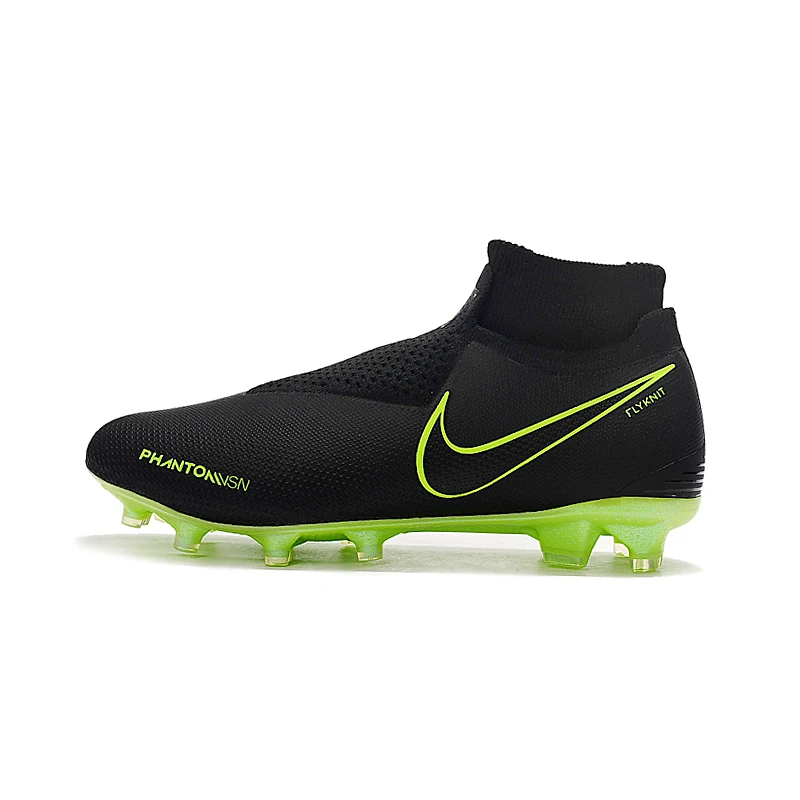 NIKE Dark One Generation Phantom VSN Elite DF FG трикотажные водонепроницаемые мужские футбольные бутсы 39-45 - Цвет: Black and Green