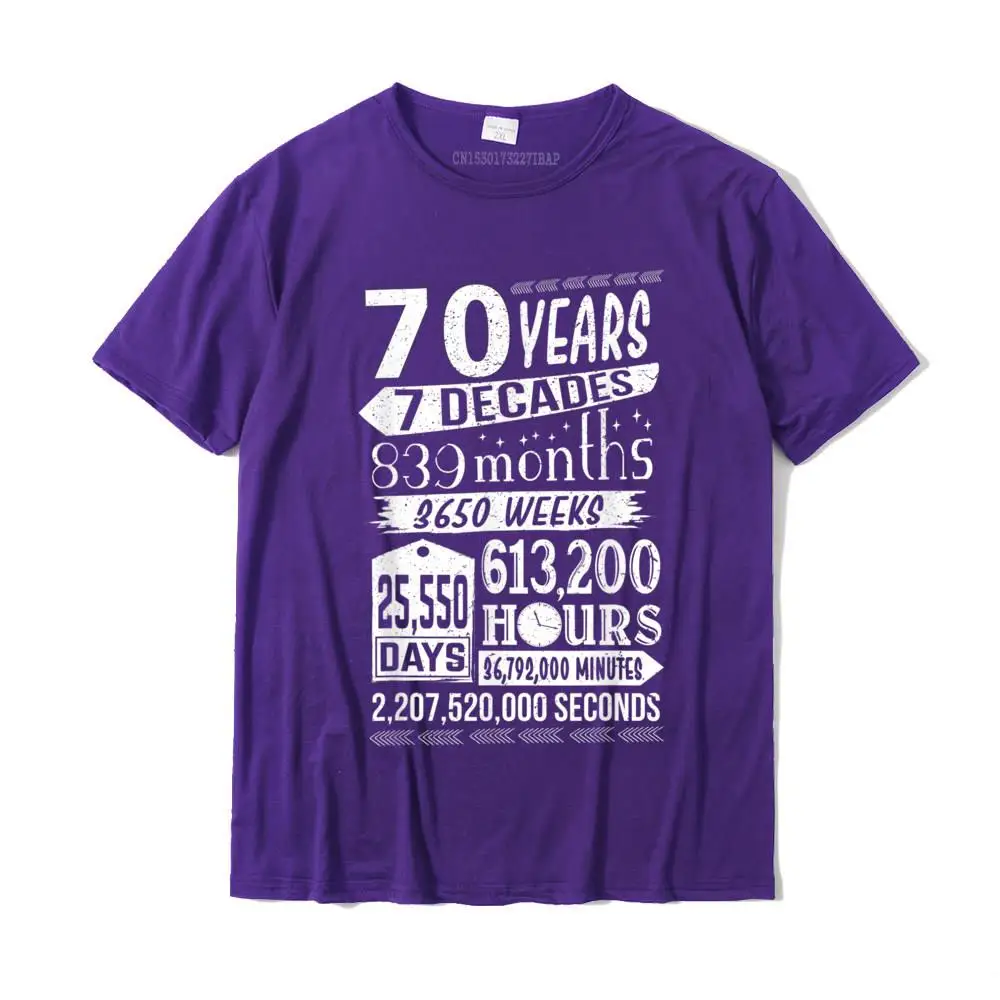 Hip hop 100% Cotton Fashionable Tees Rife Short Sleeve Mens T-Shirt Custom Thanksgiving Day Sweatshirts Crew Neck Funny 70th Birthday T-Shirt 70 Year Old Sign Gag Gift__MZ14607 purple