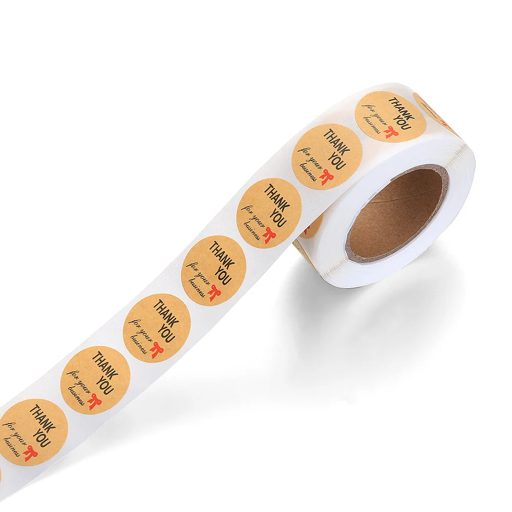 500Pcs//roll Christmas Kraft Handmade Stickers Thank You Label Sealing Supplies ~