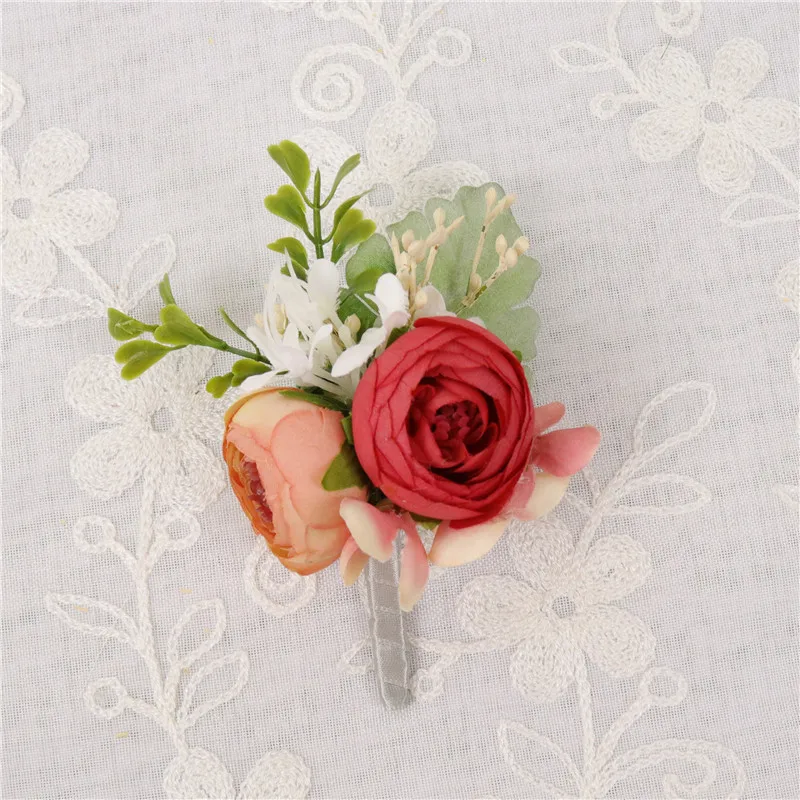 boutonniere-O Букет невесты Мода Высокое качество для девочек наручные корсаж свадебная бутоньерка искусственный Шелковая Роза украшение для свадьбы с декоративным цветочным рисунком и ленточной перемычкой под пальцы браслет для выпускного вечера вечерние свадебные бутоньерка - Цвет: boutonniere-O