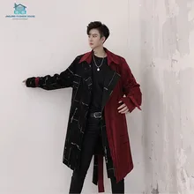 Вельветовое Пальто мужское лоскутное цвет Корейская версия на шнуровке повседневное пальто свободный большой размер в длинном стиле пальто зимнее