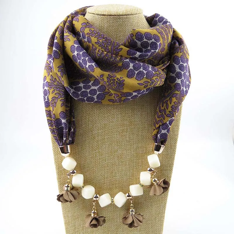 

necklace pendant scarf ladies chiffon solid color decorations long variable scarves scarf pendant scarf