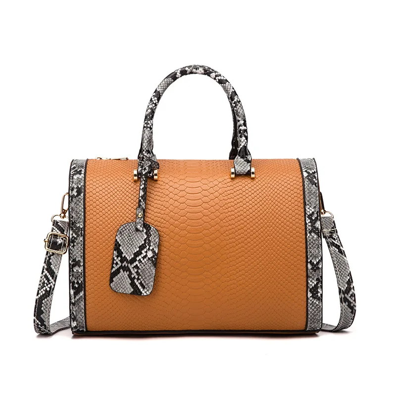 

Boston Bag Women Bag 2020 New Trendy Fashion Imitation Snake Pattern Bag Versatile One-Shoulder Messenger Pillow Bag
