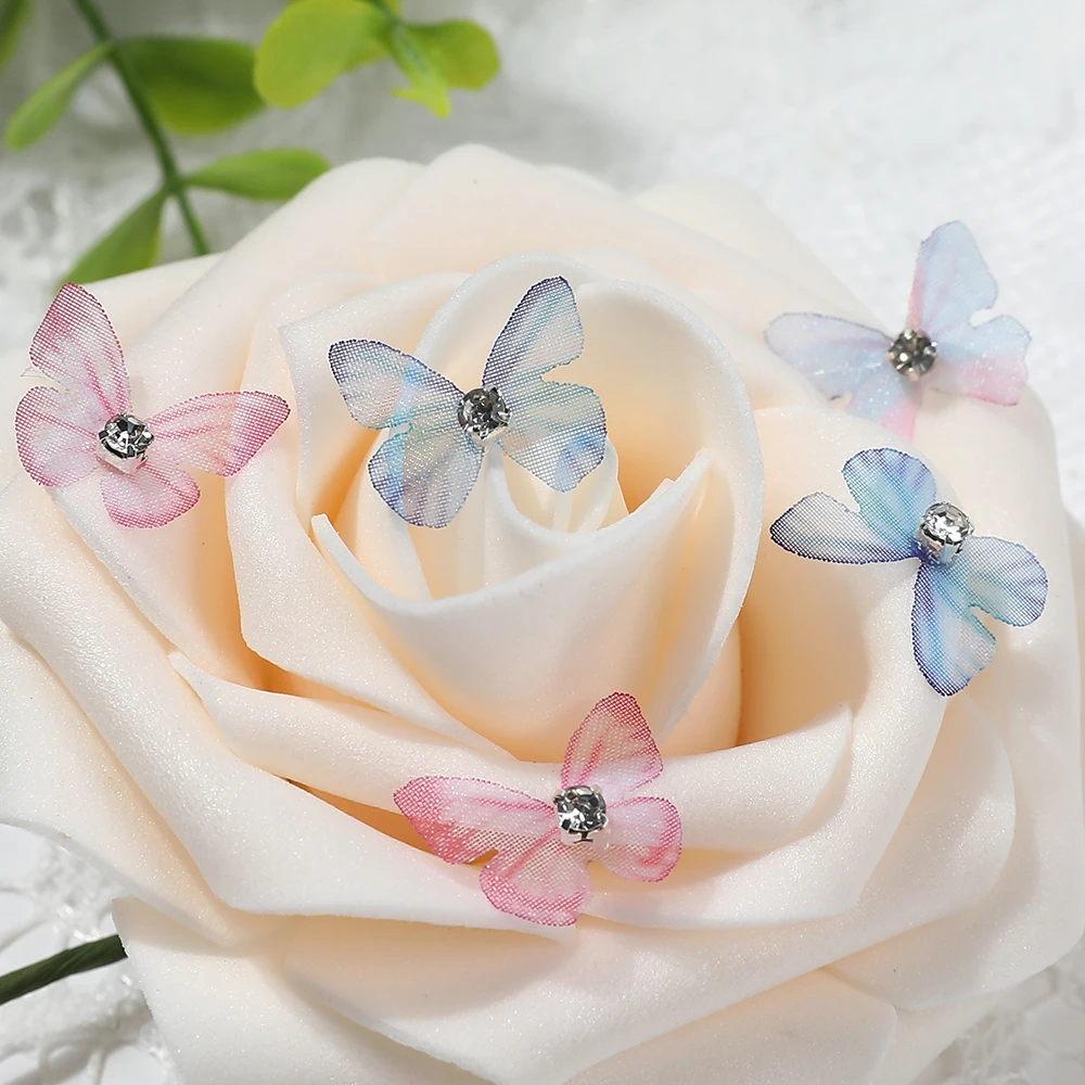 50 Farfalle Decorative In Organza - Per Decorazioni Murali, Torte, Fai Da Te, 10x10cm - Foto 10