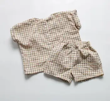 

2020 New Stylish Baby Girls 2pcs Plaid Set T Shirt+shorts Summer Kids Girls Suits 2-7T