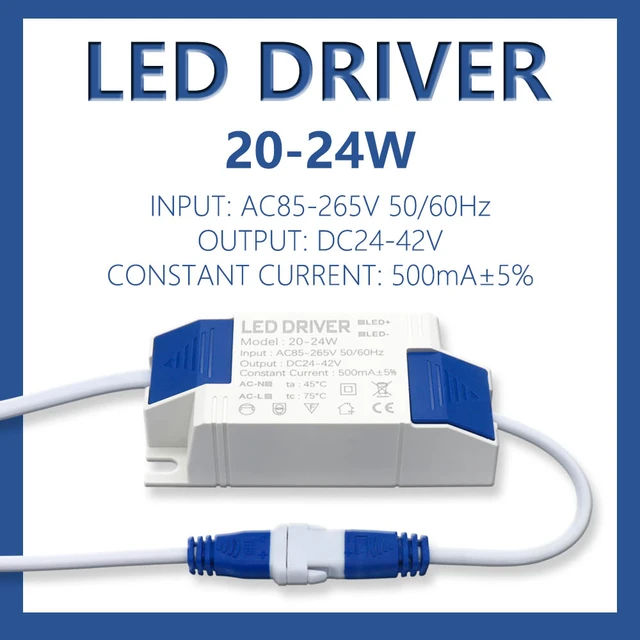 Controlador LED de 30 W, corriente constante, 750 mA, transformador de luz  LED, entrada AC85-265 V, salida DC24-40 V, conector de iluminación