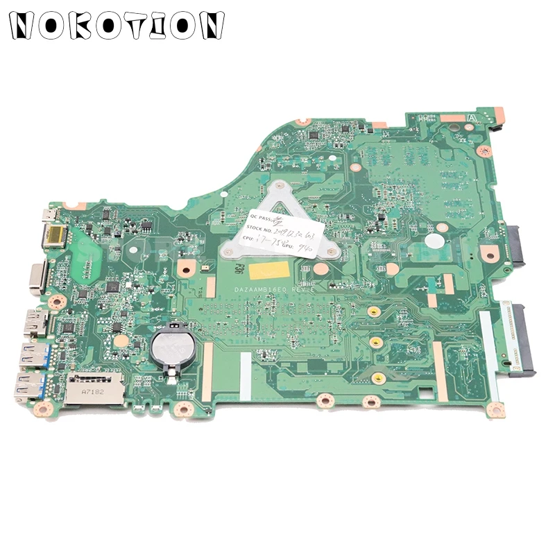  NOKOTION For Acer aspire E5-575 E5-575G laptop motherboard DAZAAMB16E0 NBGD811006 NB.GD811.006 SR2Z