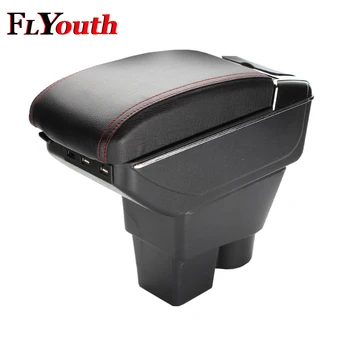 

For Skoda Rapid Spaceback 2013-2017 Armrest Box USB Charging Heighten Double Layer Central Content Cup Holder Ashtray Styling