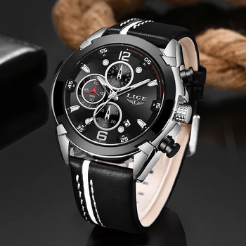

LIGE Unique Design Mens Watches Top Brand Luxury Men Military Sport Wristwatch Leather Quartz Watch erkek saat Relogio Masculino