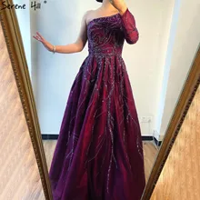 Дубай дизайн винно-красное платье трапециевидной формы для выпускного вечера сексуальное роскошное платье на одно плечо для выпускного вечера Serene Хилл DLA60988