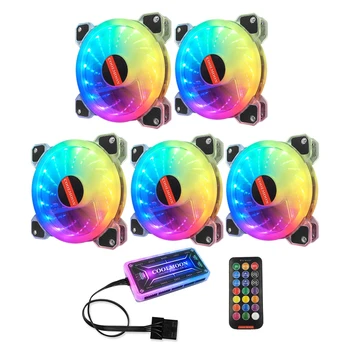 

COOLMOON Computer Chassis Cooling Fan, 12cm Chassis Fan RGB Mute Computer Chassis Cooling Fan CPU Chassis Fan(5PCS)