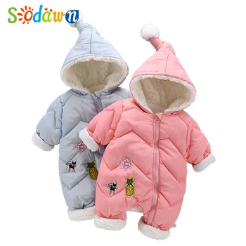 

Baby Girls Clothes Winter Long Sleeve Romper Hooded Warm Fleece Clothes Costume Velvet Baby Winter Coat Snowsuit Overalls
