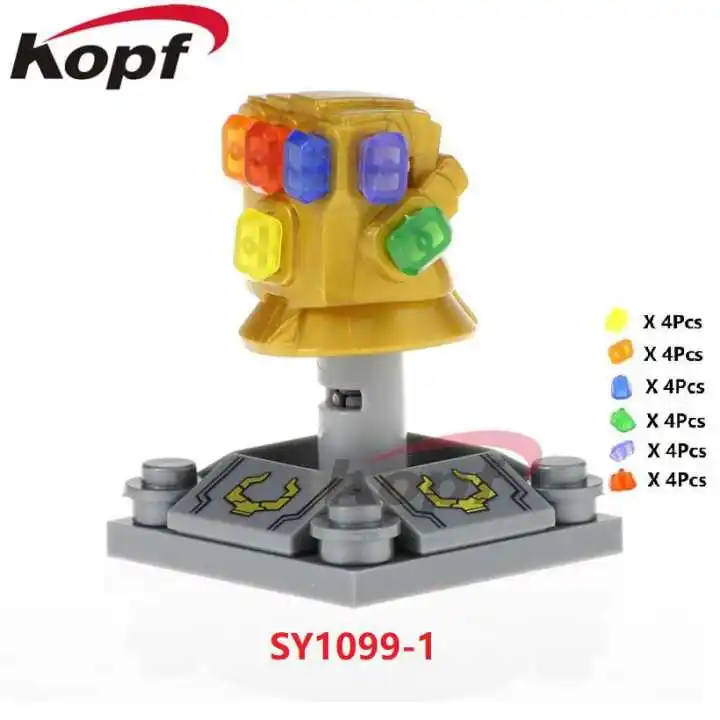SY1099-1 Without Box Строительные блоки Одиночная хромированная бесконечная гаунтлет с 24 шт. мощными камнями танос игрушки Супер Герои дети подарок SY1099-2 - Цвет: SY1099-1 Without Box