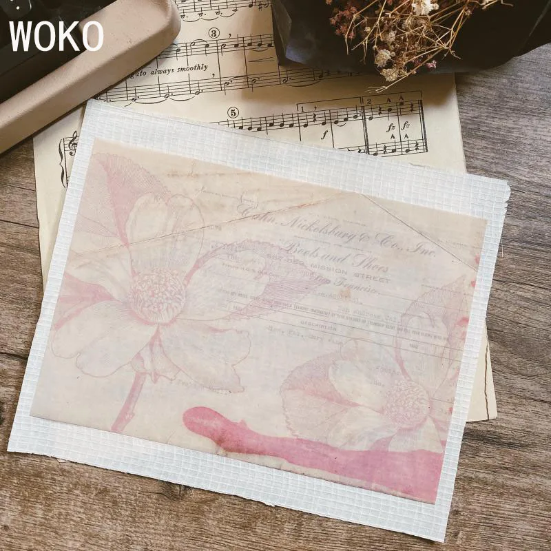 WOKO, 6 листов, Ретро стиль, крафт-бумага, красивая Васи бумага, мечта, акварель, цветок, задний план, бумага, деко, наклейка, сделай сам, пуленепробиваемый журнал