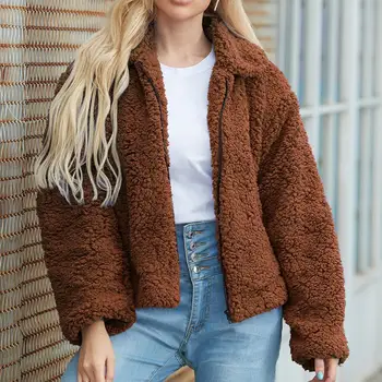

Autumn Winter Coat Women Plus Size Outerwear Fleece Faux Fur Coats Turn Down Female Jacket Women Veste Femme Chaqueta Mujer