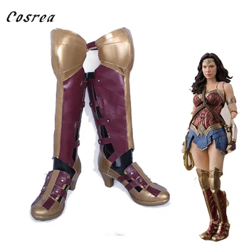 

Batman Wonder Woman Cosplay Boots for Women Superman Diana Prince High Quality Zipper Artificial Leather High-heeled Boots Woman