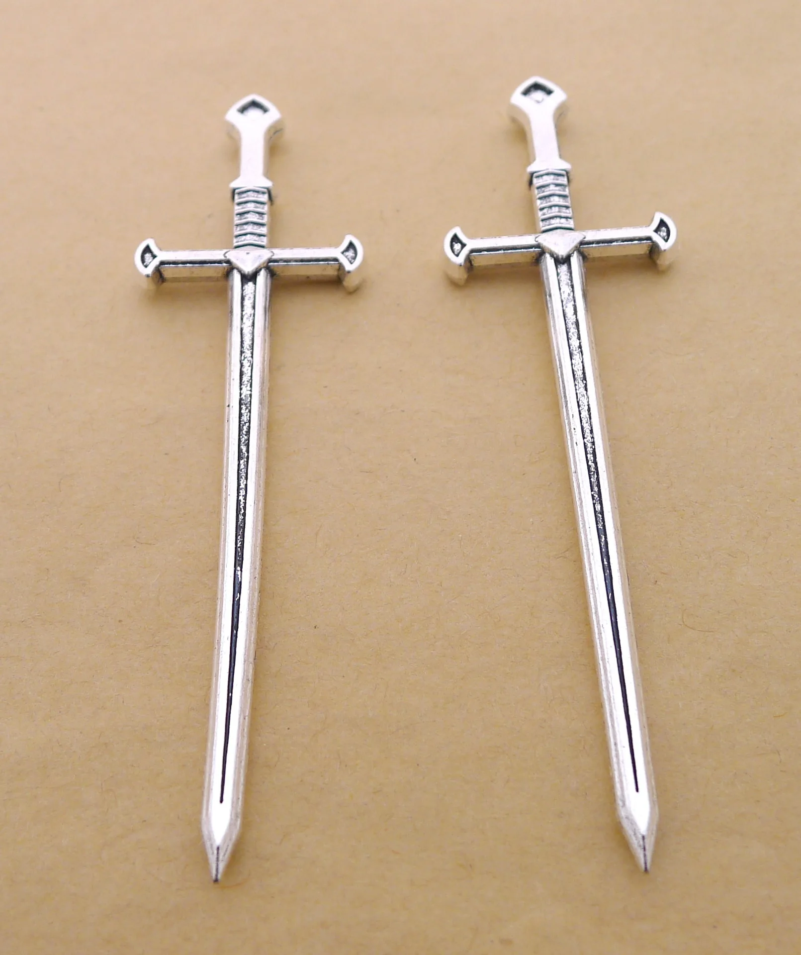 

Handmade Earrings Charms Diy Accessories For Jewelry Pendant Bracelet 2pcs 80x23mm Antique Silver Color Sword Charms