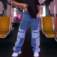 

Hip Hop Jeans Woman Y2k Wide Leg Pants Vintage High Waist Denim Trousers Fashion Patchwork Casual Straight Baggy New Streetwear